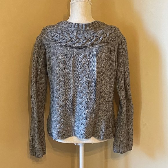 Old Navy Wide-neck Cabled Button-up Sweater - Grey - Picture 3 of 3